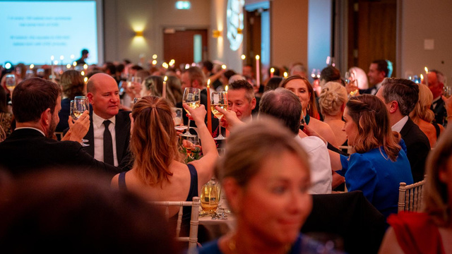 Guests networking at a corporate event